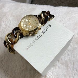 Michael Kors Braided Gold and Tortoise Watch